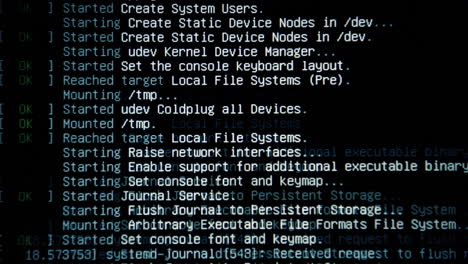 Mashup-sequence-of-a-computer-screen-while-booting-an-open-source-operating-system