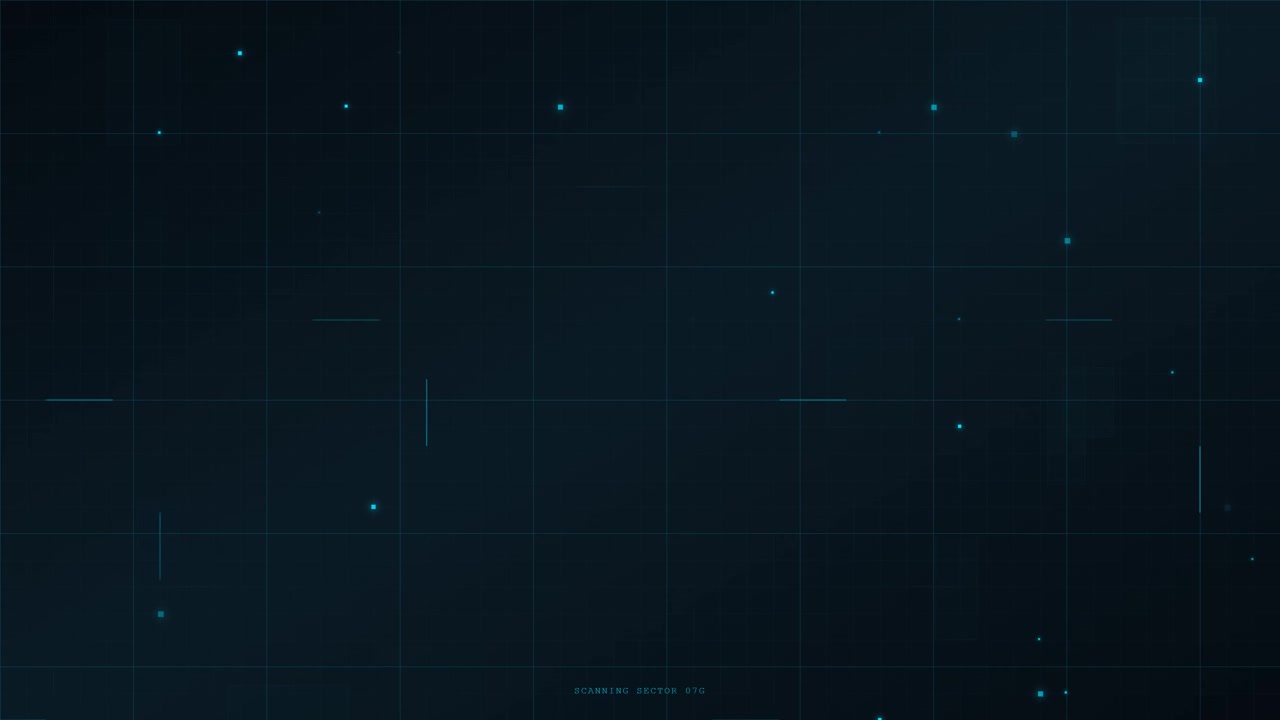 Abstract Digital Grid Background with Glowing Particles and Scanning Lines