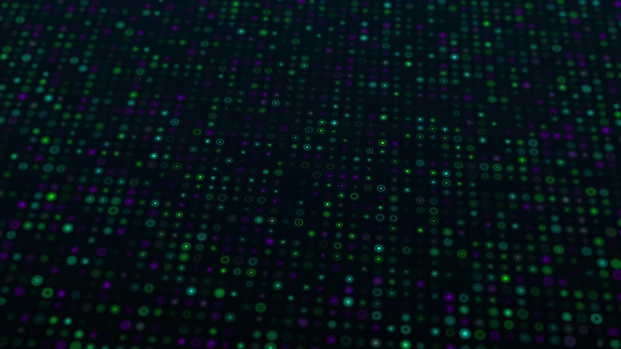 Abstract Digital Background with Pulsing Green and Purple Circles