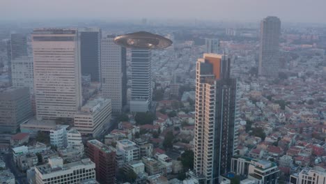 ufo over tel aviv cityscape