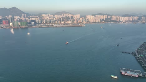 4k aerial view footage of hong kong city in sunset