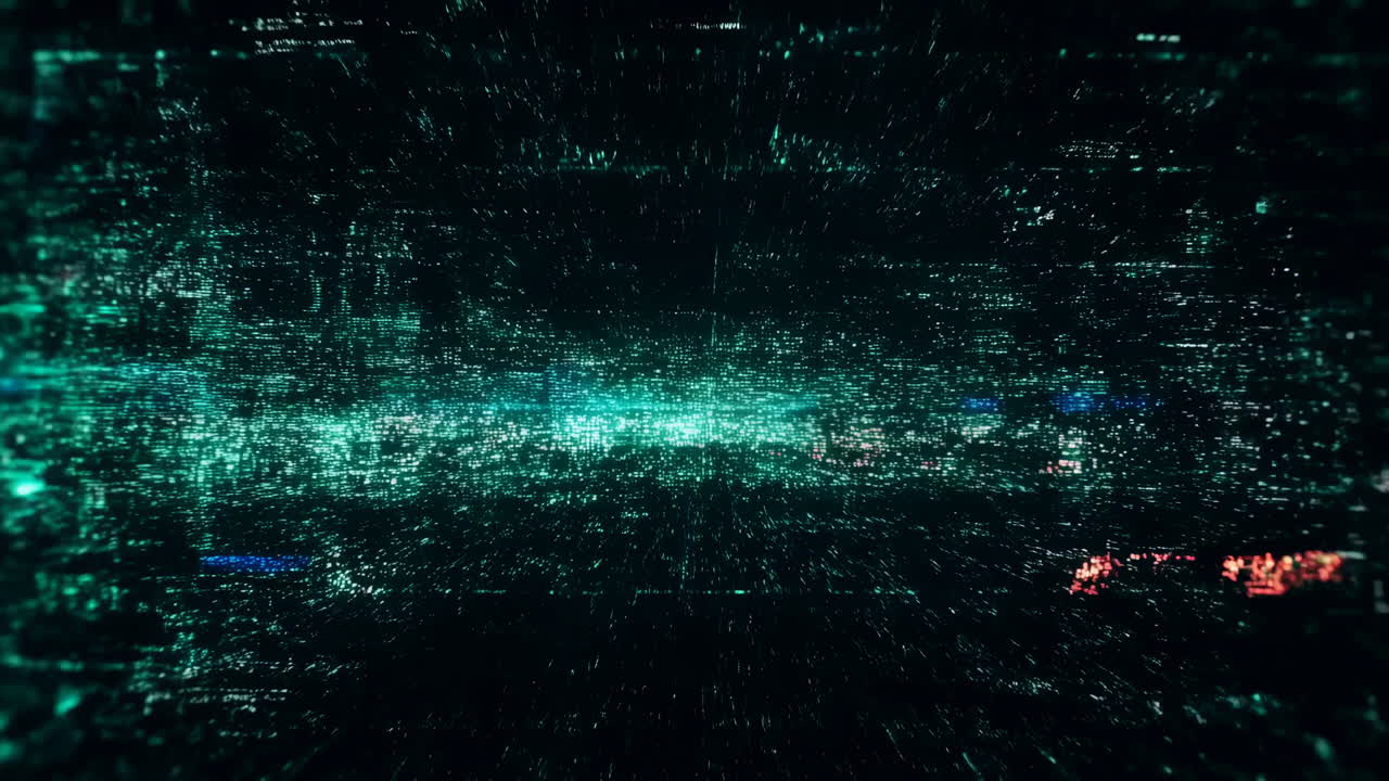 Glowing Green and Blue Digital Data Flow Background