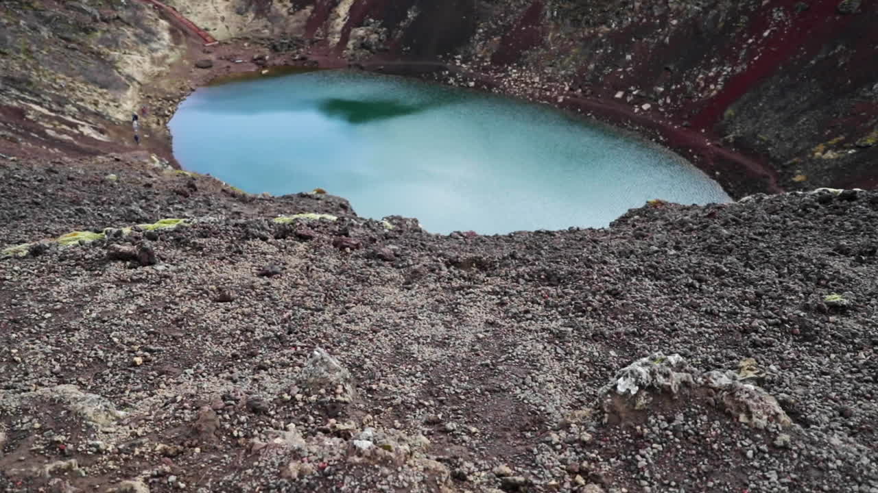наклон озера в исландии у основания горы в замедленной съемке