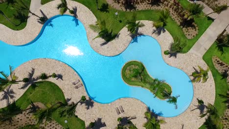 aerial drone shot of a pool