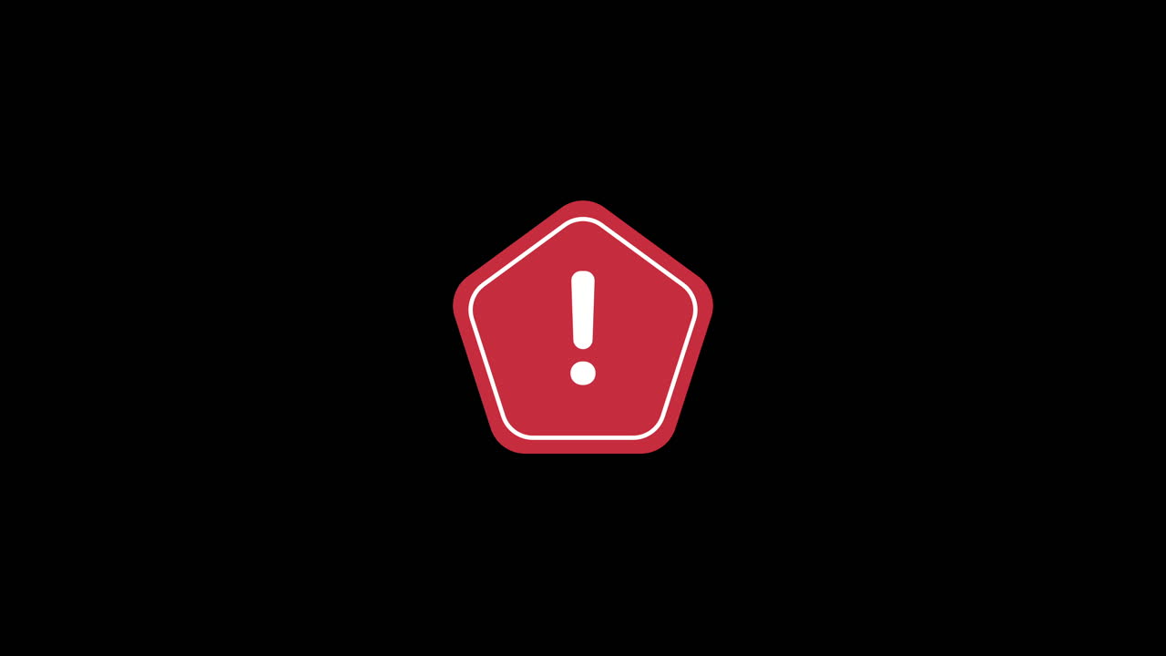 Pulsing Red Warning Exclamation Mark Icon on Black Background