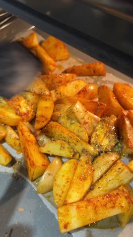 preparación de patatas al horno en el horno
