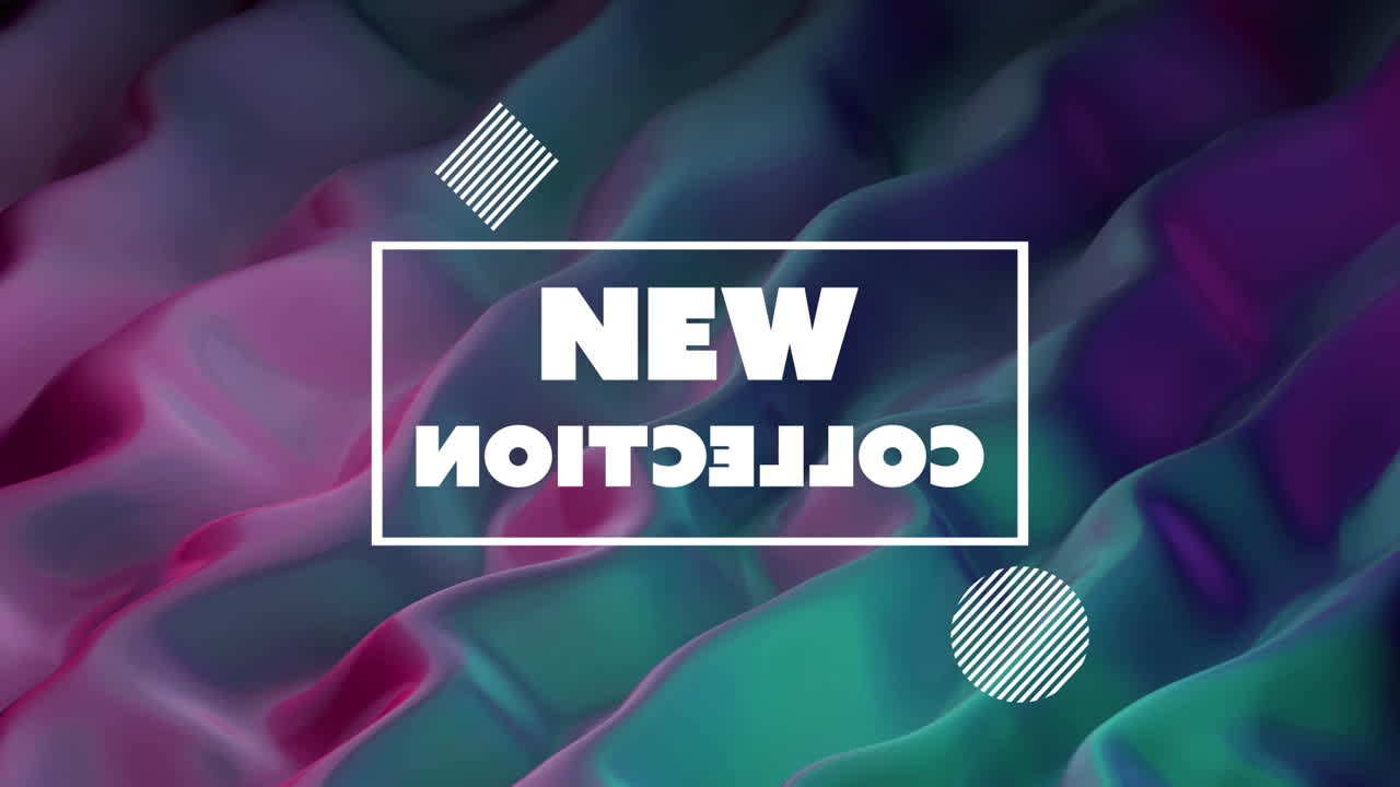 파란색과 파란색 파동을 움직이는 새로운 컬렉션 텍스트의 애니메이션