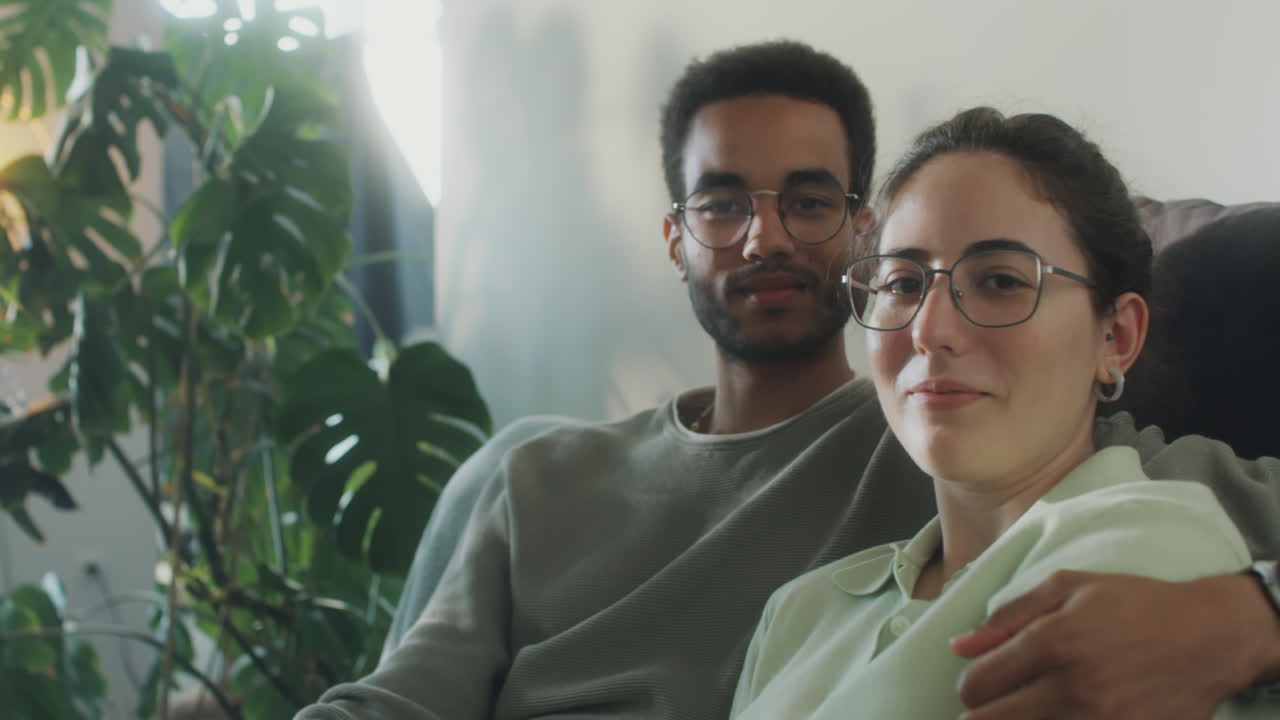 Portrait of Happy Multiethnic Couple at Home