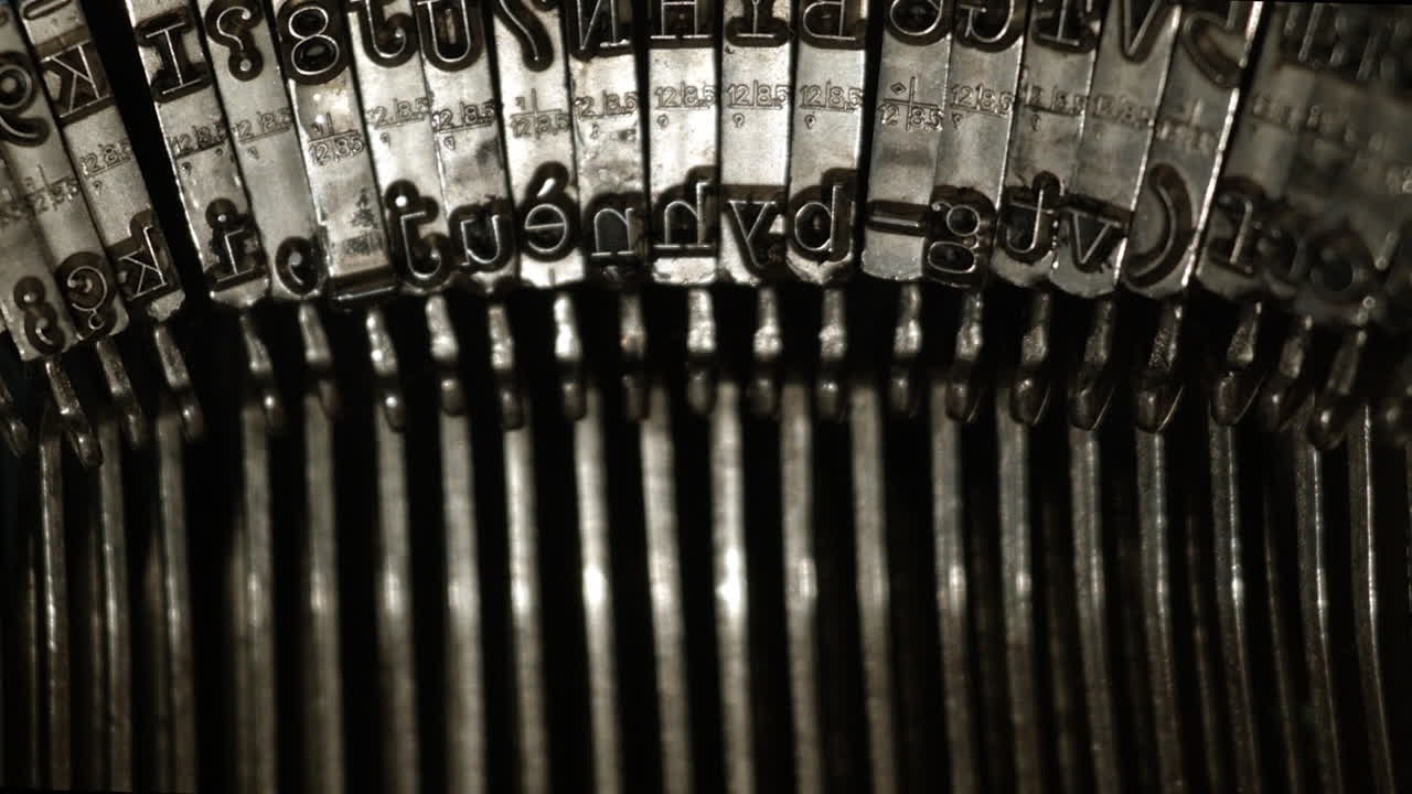 Close up shot on letters of the old typewriter
