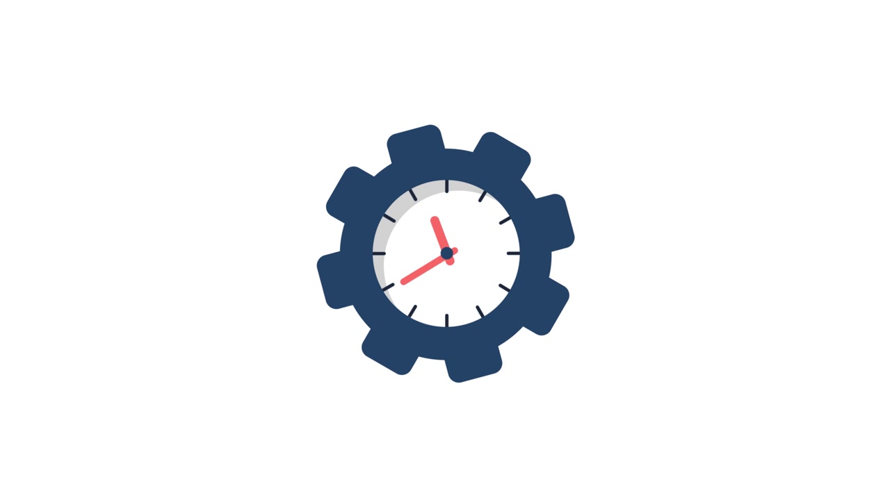 Animated Gear and Clock Icon Showing Time Passing