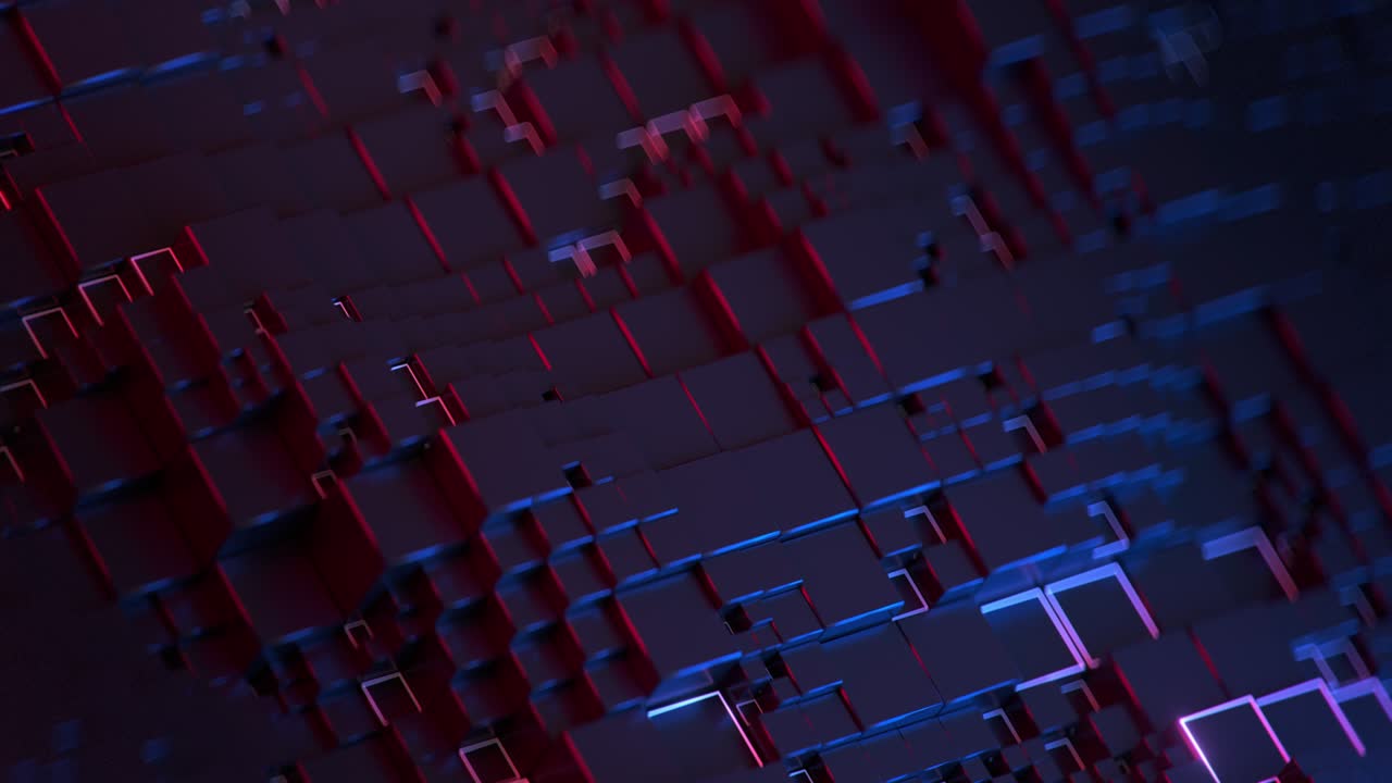 cubos en luz de neón bucle sin costuras animación de renderizado 3d