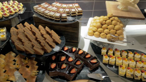 buffet table with desserts in hotel