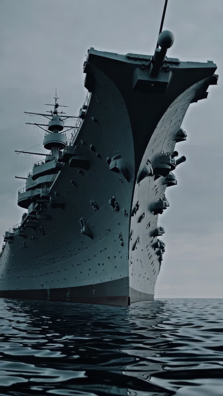 Vintage Warship in the Ocean