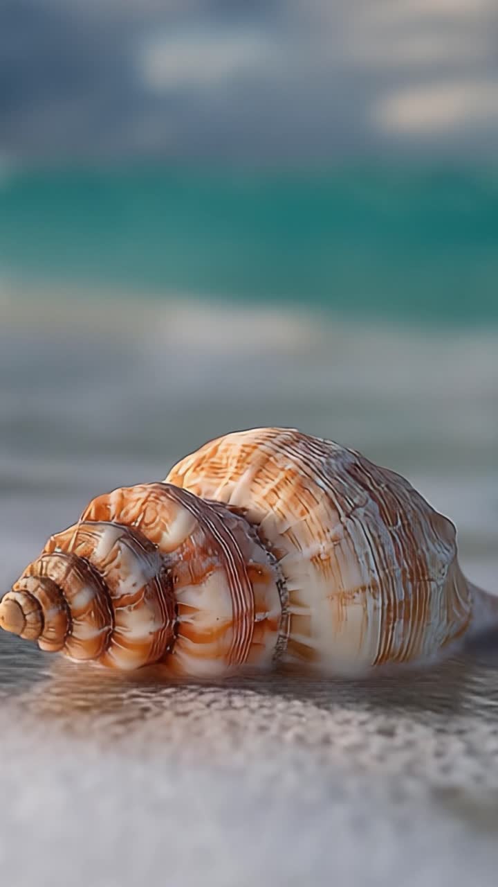A Stunning Close-Up of a Shell by the Shore: Capturing the Beauty of Nature Where Ocean Meets Sand in a Serene Coastal Landscape