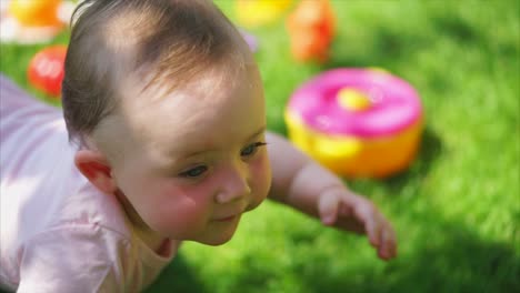 baby girl crawling outdoors