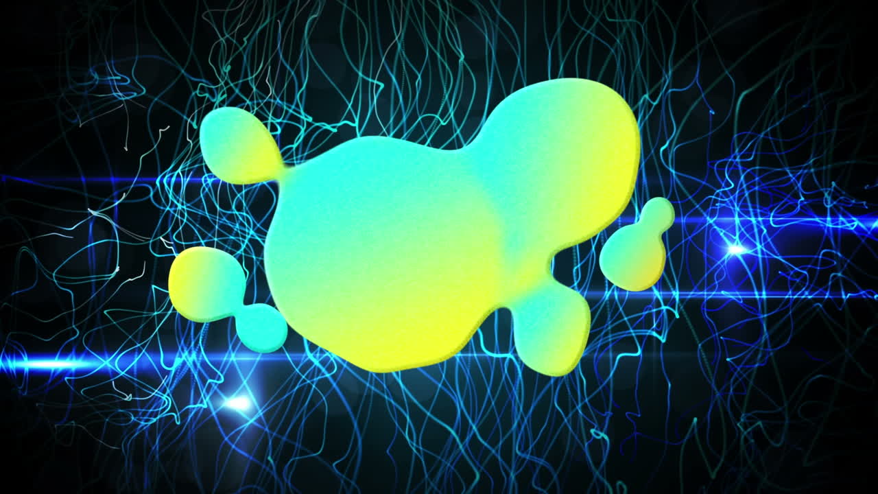 animación de una mancha verde sobre rastros de luz sobre un fondo negro