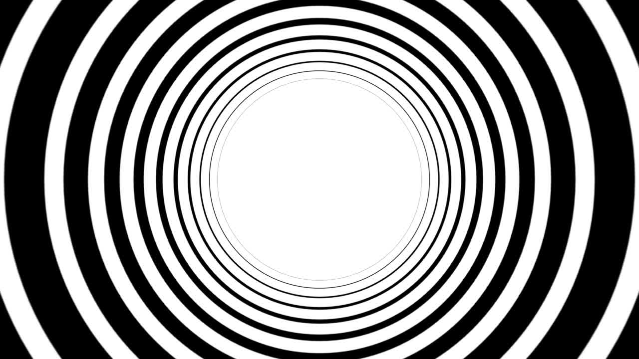 White and black circle background, loop