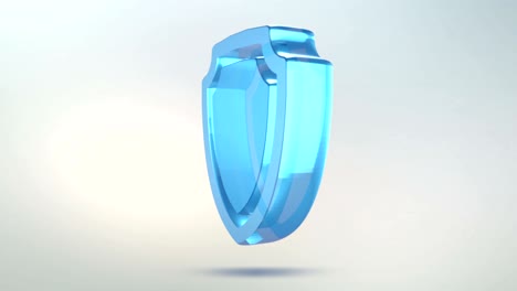 protection icon is made of glass. translucent rotating security icon with alpha channel blue green color