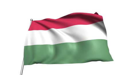 flag of hungary with fabric structure in the wind (alpha channel, loopable)