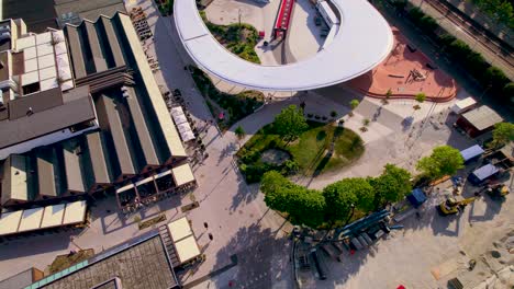 innovative architecture oval structure in the middle of the city of sandnes, norway