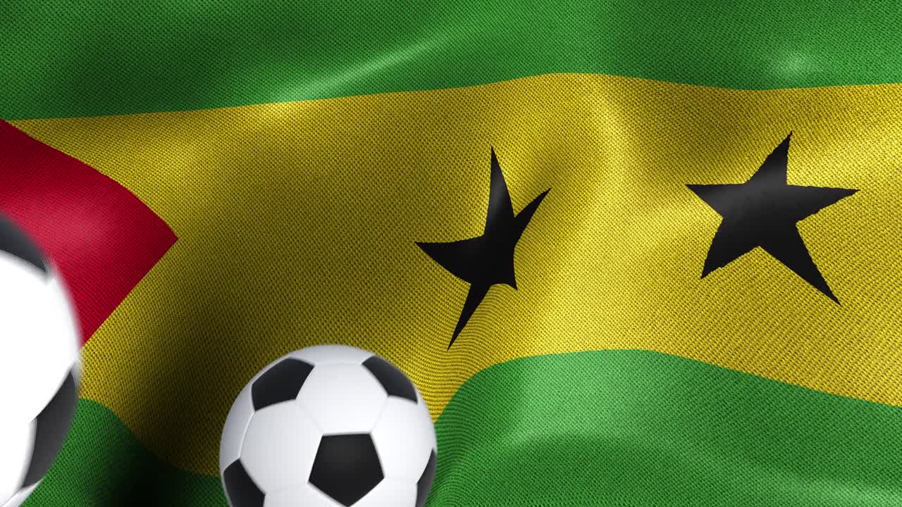 Bandiera di São Tomé e Príncipe con palloni da calcio