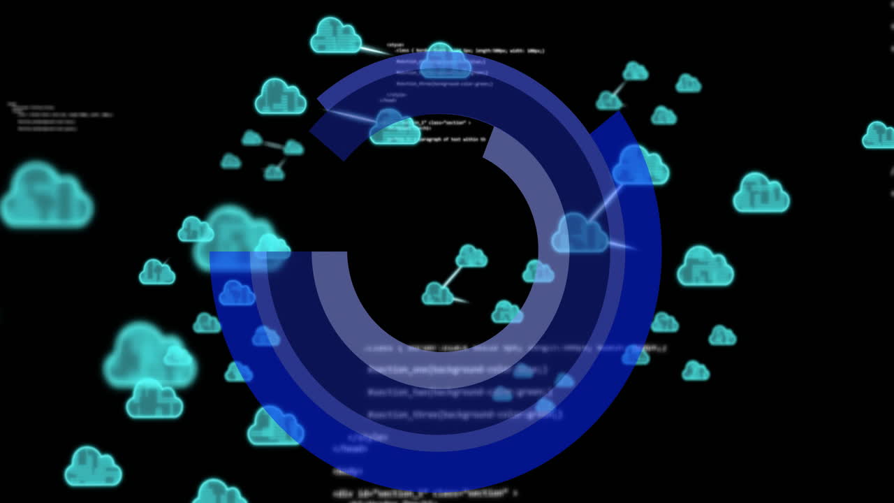 Animation of digital clouds over data processing