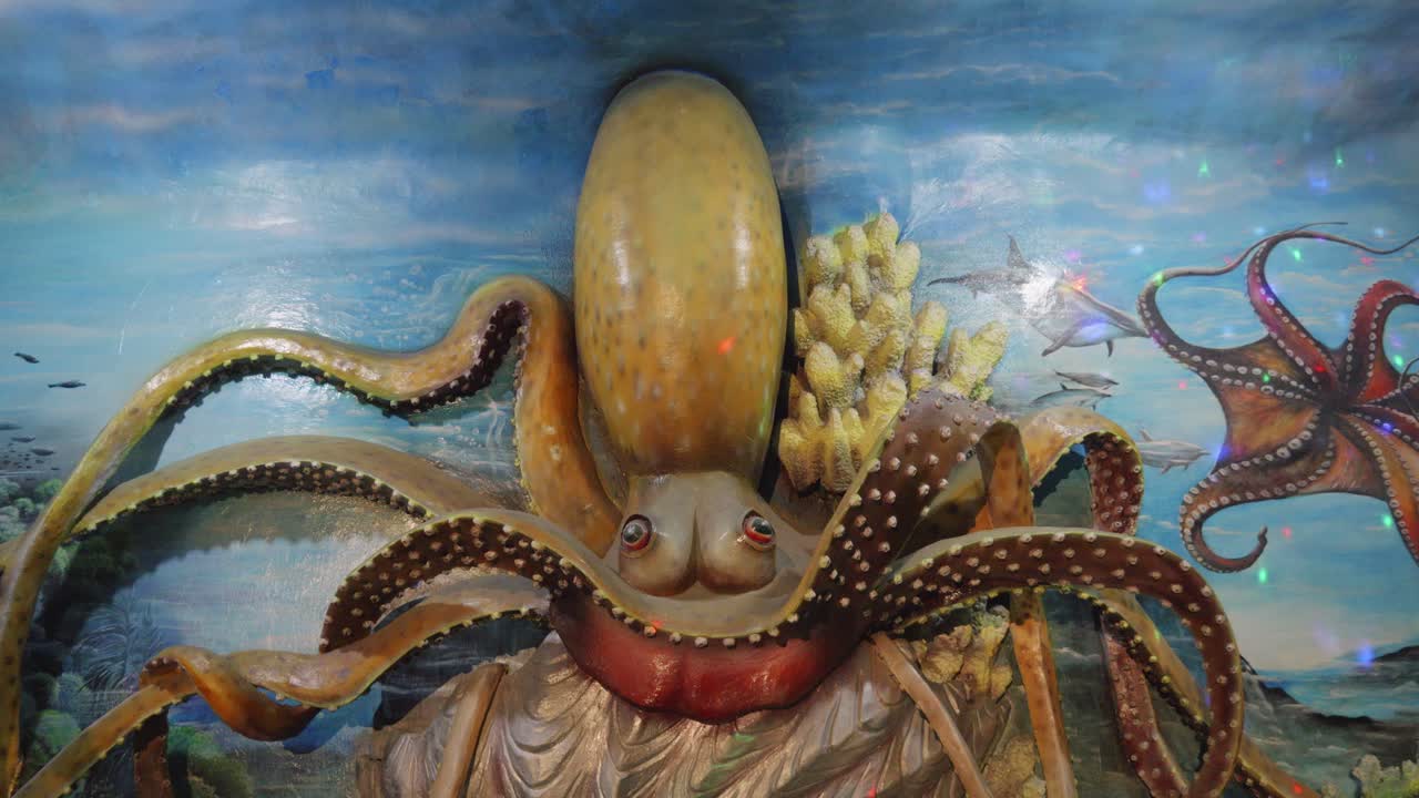 скульптура гигантского осьминога внутри гостевого дома hang nga, сумасшедший дом в да лате, вьетнам