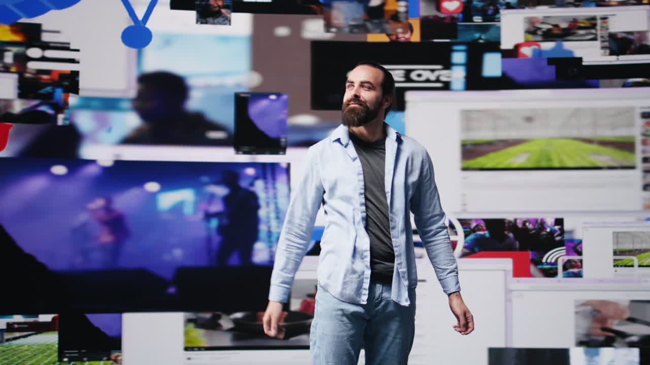 Successful young adult enjoying life on social media platforms