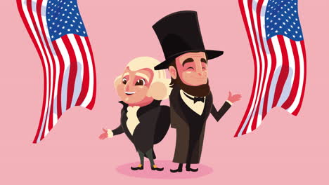 cartoon illustration of george washington and abraham lincoln