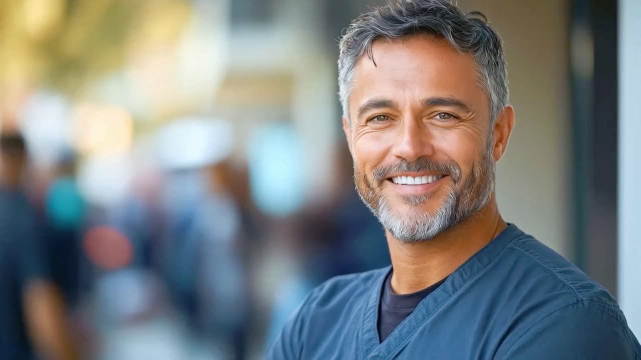 Portrét usmívajícího se zdravotnického pracovníka