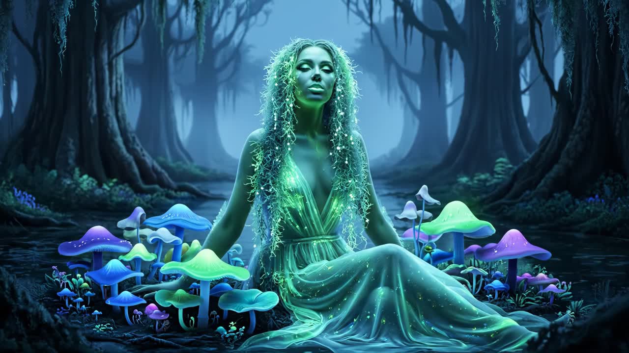 Ethereal Woman in a Glowing Forest