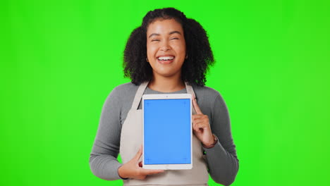 Tablet,-screen-and-happy-woman-advertising-mockup