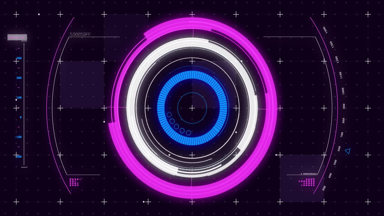 animación de escaneo de alcance y procesamiento de datos sobre fondo negro