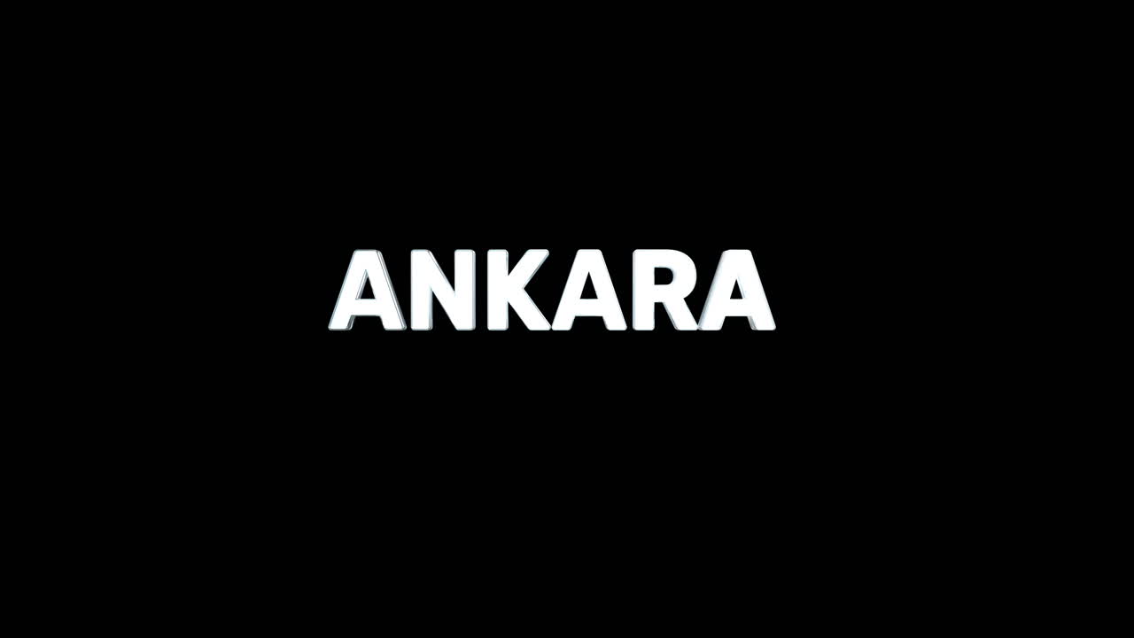 En glat og høj kvalitet, sølv 3D tekstafsløring af hovedstaden "ANKARA"