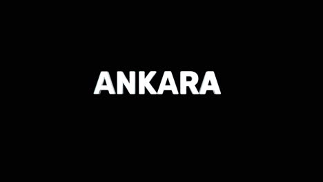 a smooth and high quality, silver 3d text reveal of the capital city "ankara