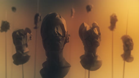 crushed android heads on spikes on the yellow background