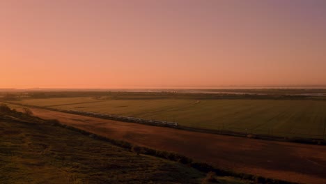 hadleigh castle dawn train follow golden sky filmed with mavic 2 pro 4k 25fps