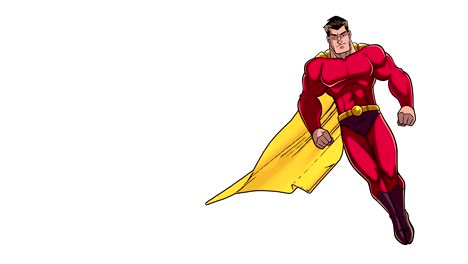 superhero flying on white