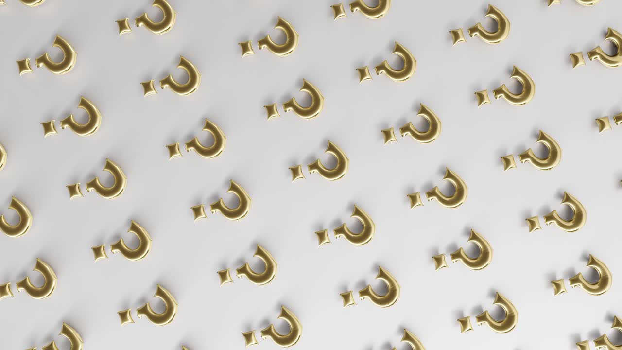 gold question mark moving slowly loop on 3d rendering animation