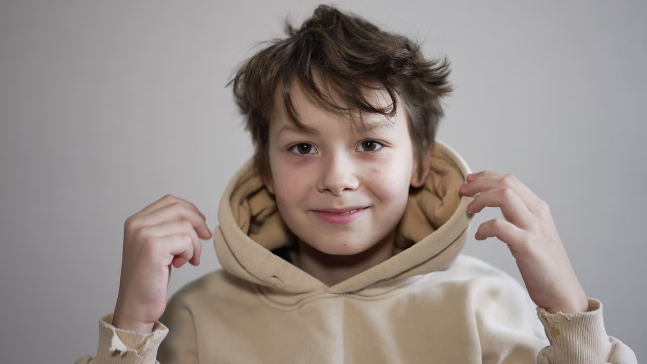 Boy wearing a hoodie