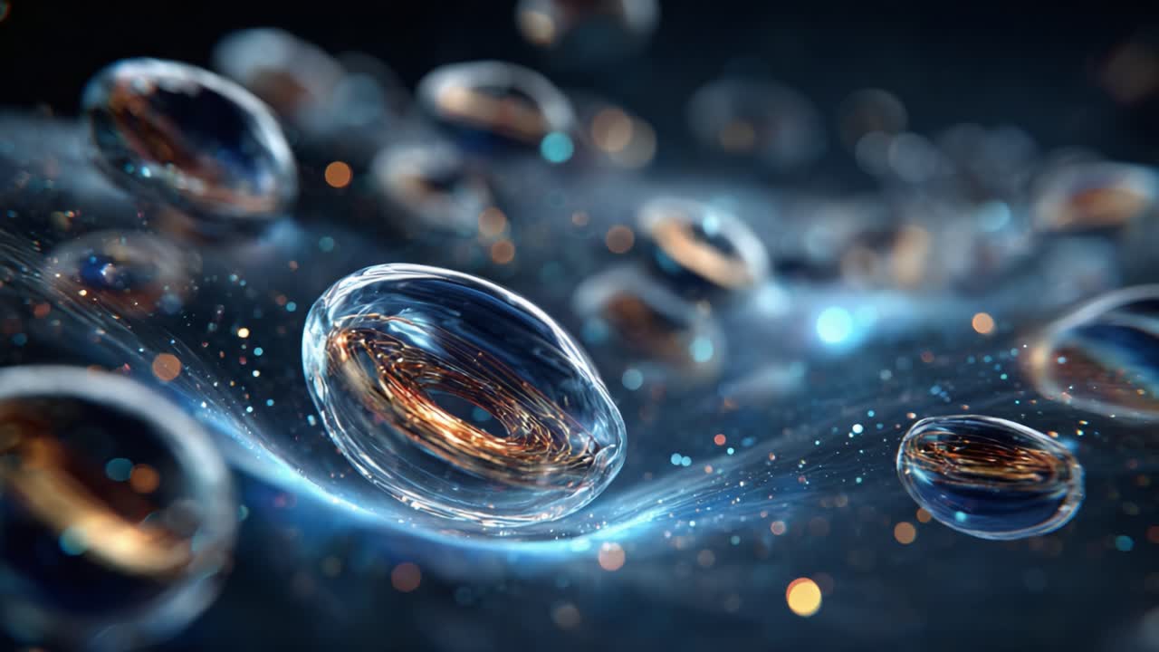 Ethereal Floating Orbs with Glowing Highlights in a Dazzling Cosmic Environment, Capturing the Elegance of Light and Form in a Molecular Fantasy