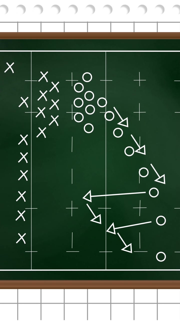 Animation of game plan on green board over white background