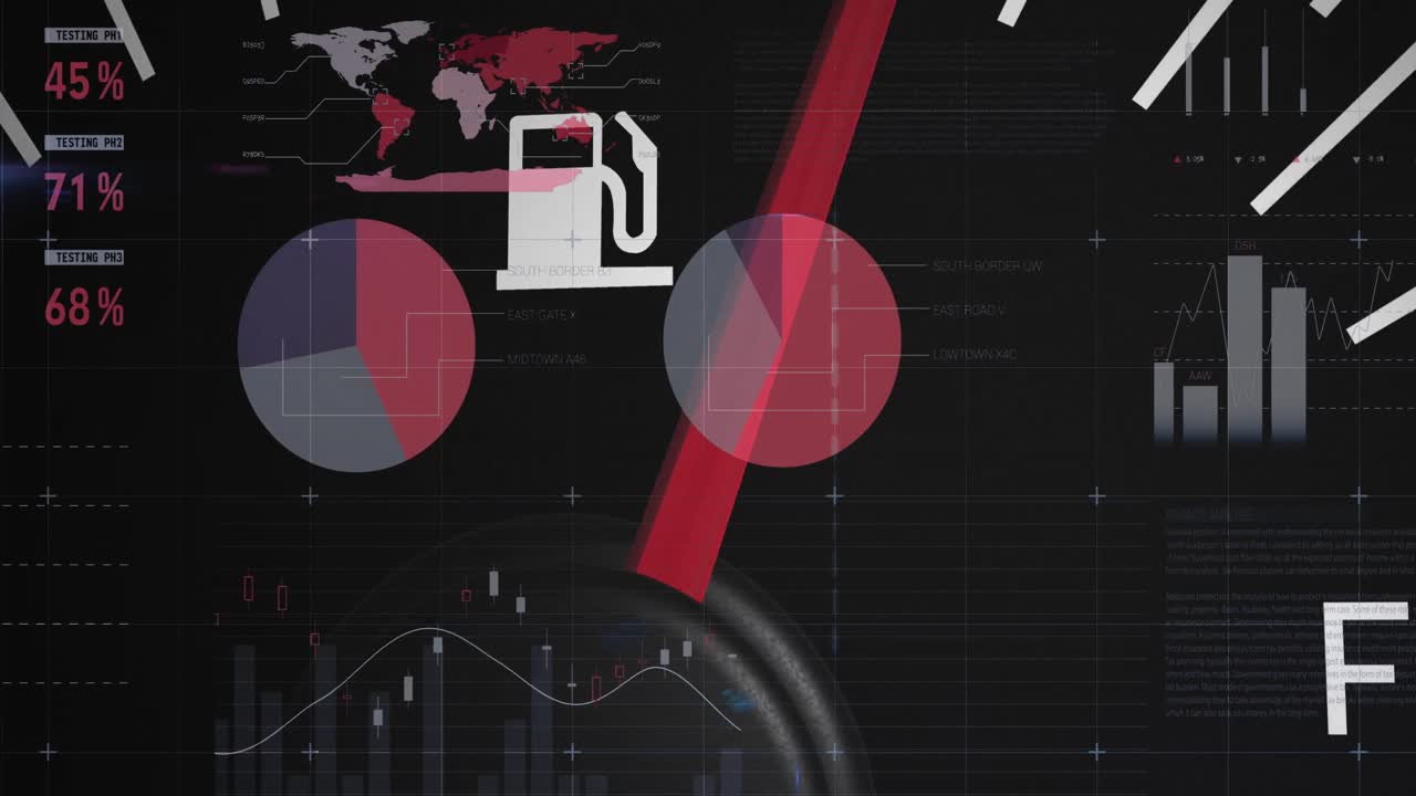 자동차 패널 위의 데이터 처리의 애니메이션