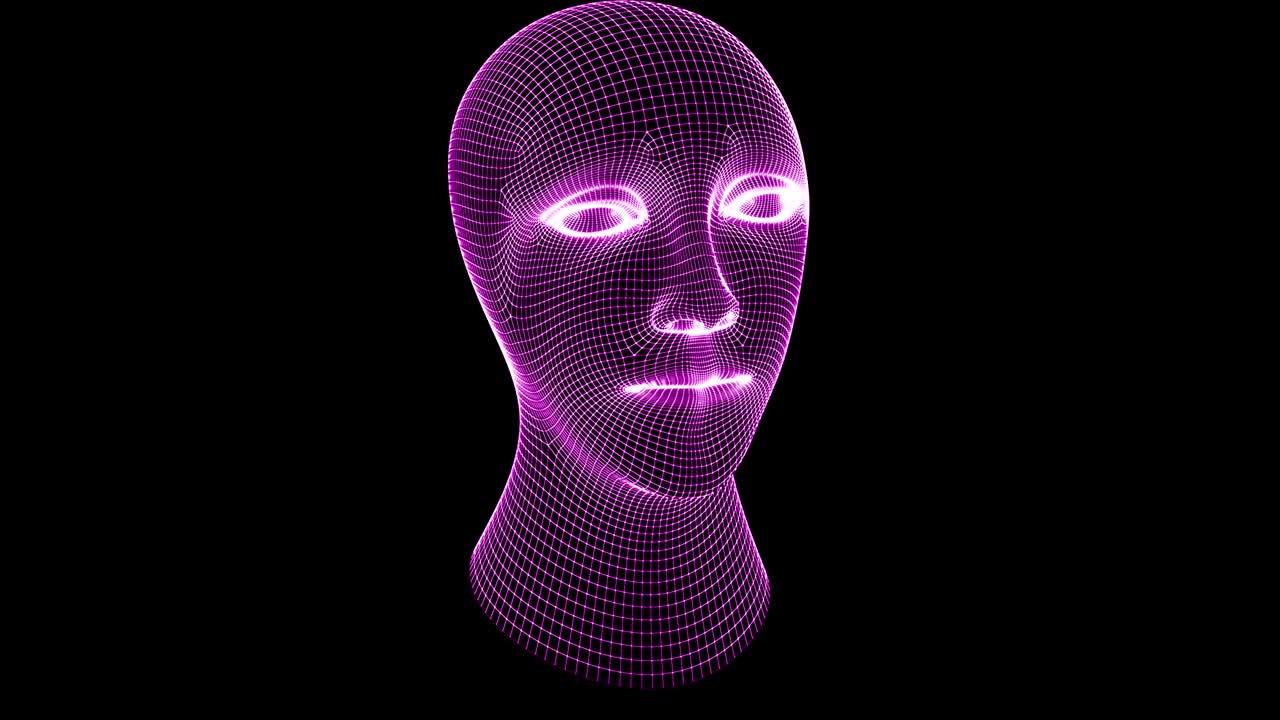 la malla de una cabeza. las imágenes en bucle tienen resolución de 4k.