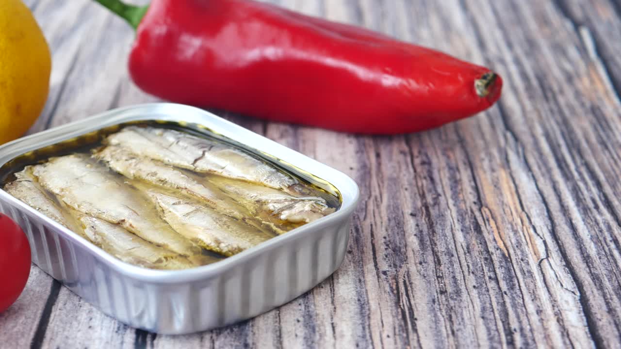 sardinas enlatadas con pimienta roja, tomates y limón