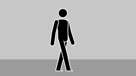 cartoon stick figure male character walking cycle loop animation isolated with luma matte for alpha