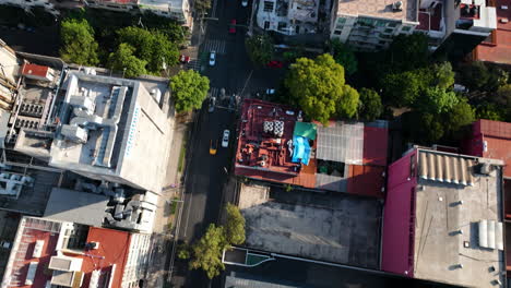 drone aéreo de la ciudad de méxico en la hora mágica, los pájaros miran hacia arriba