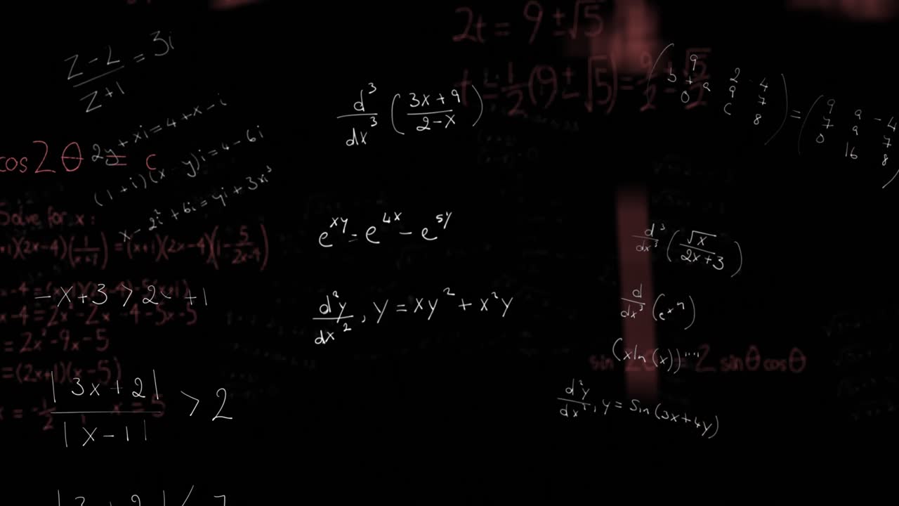 animación de una ecuación escrita a mano en pantalla negra