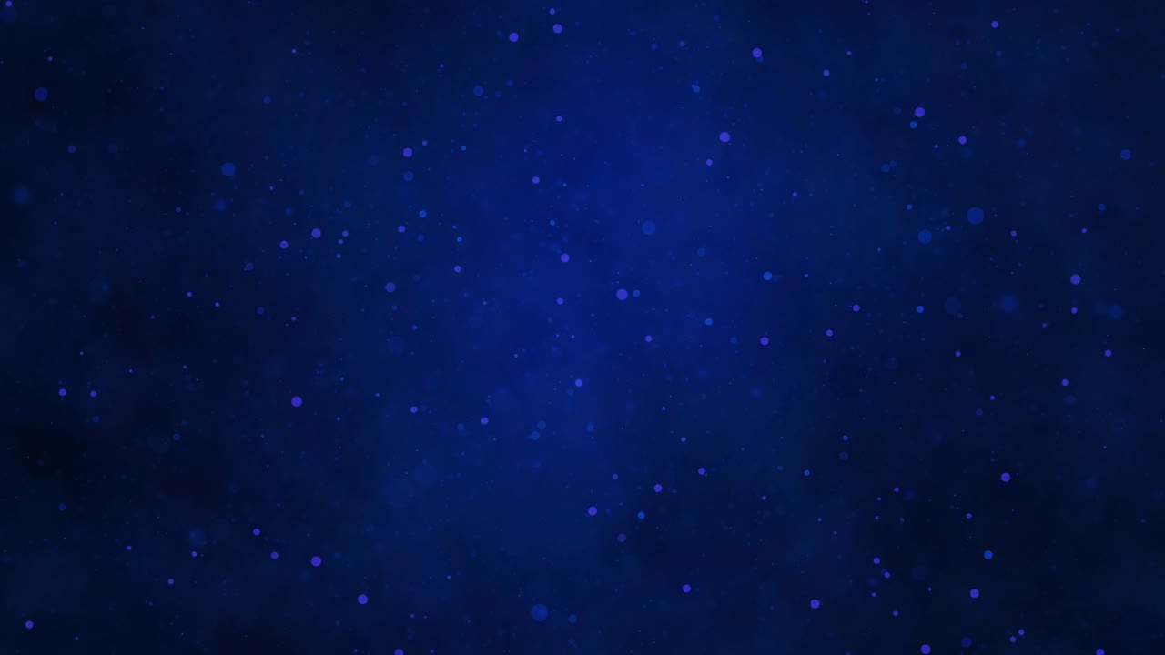 Abstract blue loopable background featuring slow motion bokeh lights and particles, creating a serene, dreamy atmospheric background