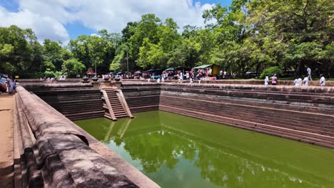 kuttam pokuna, the historic twin ponds in anuradhapura, sri lanka, features ancient architecture and serene surroundings.